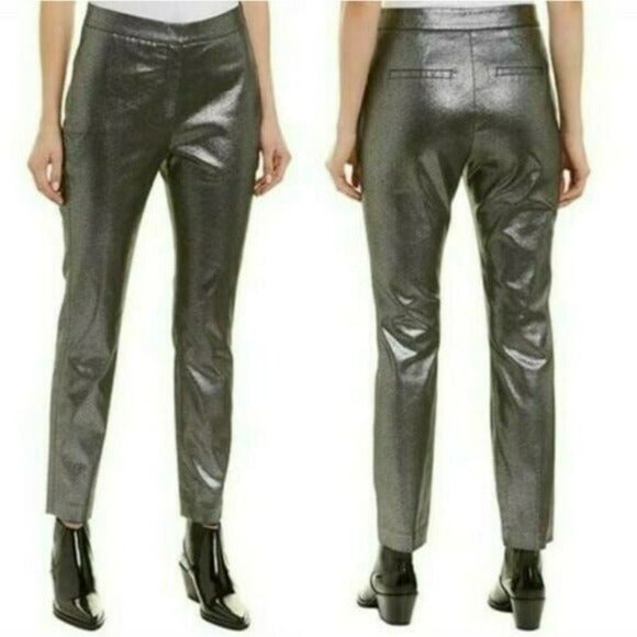 Walter Baker Leo Metallic Silver Black High Waist Cropped Skinny Pants in 2  NWT - Picture 1 of 10